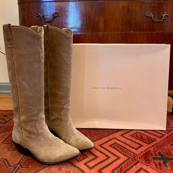 Loeffler Randall Dylan Western Suede Boots Bisque - Picture 3 of 9